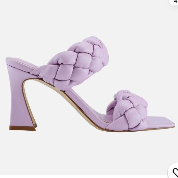 MARC FISHER Hammy Purple Braided Leather Heeled Slide Sandal Square Toe Size 6.5 - Picture 3 of 12